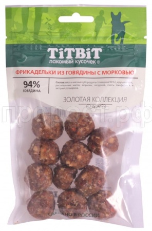 Лакомство для собак  Фрикадельки из говядины с морковью Золотая коллекция 70 г 019146