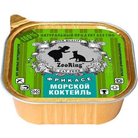 Кошки ZooRing паштет морской коктейль ж/б 100гр/16шт/748130