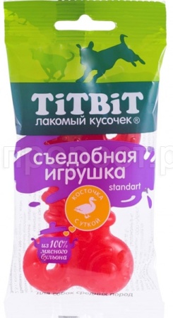 Лакомство для собак Съедобная игрушка косточка с уткой Standart/12шт/014424