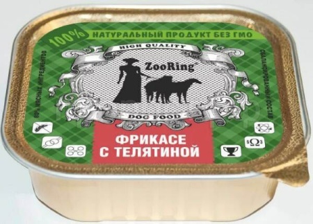 Собаки ZooRing д/всех пород собак паштет фрикасе с телятиной ж/б 100гр/16шт/760569