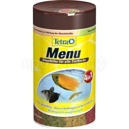 Корм для рыб Tetra Menu 4 in 1 банка 250 мл хлопья 4 вида в отдельных отсеках                             