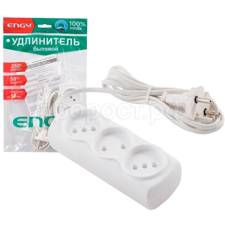 Удлинитель ENGY "Эконом" 1,7м/3роз. (ШВВП 2х0,75) 186711 /60шт/
