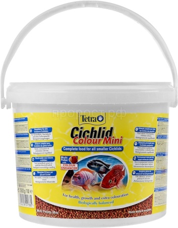 Корм для рыб Tetra Cichlid Colour Mini ведро 10 л мини-шарики для всех видов небольших цихлид